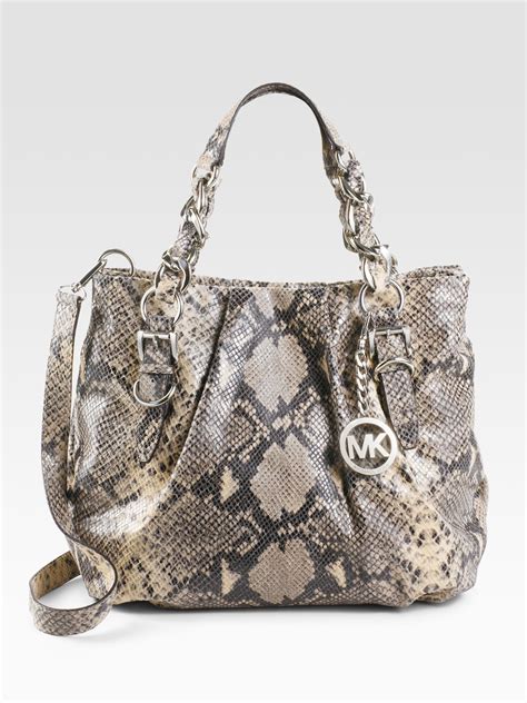 michael kors purse black python|michael kors snakeskin bag.